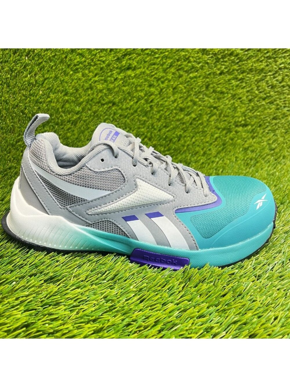 Reebok Lavante Trail‎ 2 Womens Size 8M Blue Gray Composite Toe Work Sneakers